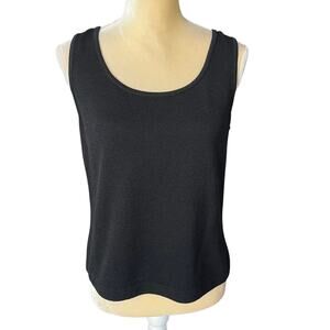 St. John Caviar Black Sleeveless Knit Sweater Top Size Small